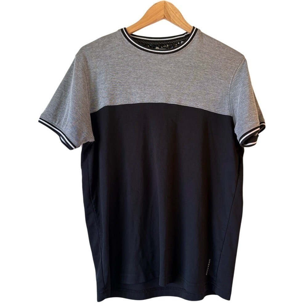 River Island Color Block T-Shirt Striped Trim Casual Short Sleeve Top‎